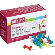 Кнопки силовые д/пробковых досок Attache,пластик,ассорти, 50 шт/уп