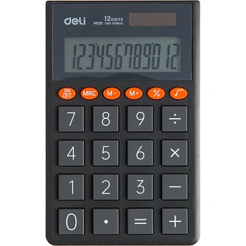 Калькулятор карманный Deli EM130, 12-р,дв.пит.,70.2x8.5x112.2 мм,темн-сер