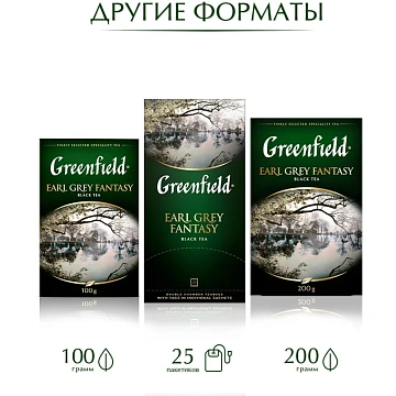 Чай GREENFIELD 'Earl Grey Fantasy' черный с бергамотом и цитрусом, 100 пакетиков в конвертах по 2 г, 0584-09