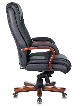 Кресло руководителя Бюрократ T-9925WALNUT черный кожа крестов. металл/дерево