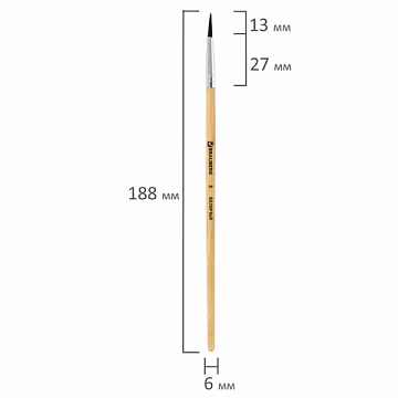 Кисть BRAUBERG, белка, круглая, №3, 200180