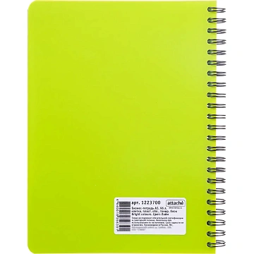 Бизнес-тетрадь А5,96л,кл,спир,пластик,тон.бл. Attache Bright colours Лайм