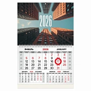 Календарь квартальный 2026 г., 1 блок, 1 гребень, магнитный курсор, мелованная бумага, BRAUBERG, 'Ме