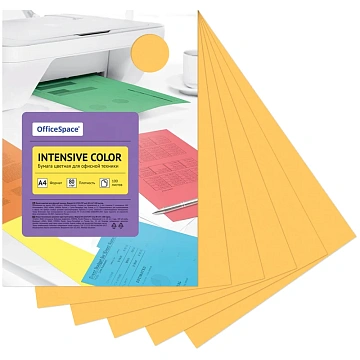 Бумага цветная OfficeSpace 'Intensive Color', А4, 80г/м2, 100л., (оранжевый)