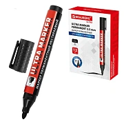 Маркер перманентный ULTRA MARKER, ЧЕРНЫЙ, 3,5 мм, с клипом, BRAUBERG, 152204