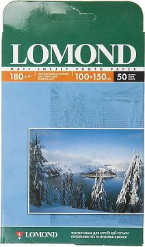 Фотобумага А6 (100*150) для стр. принтеров Lomond, 180г/м2 (50л) матовая односторонняя