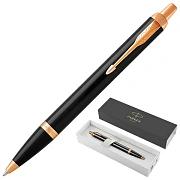 Ручка шариковая PARKER 'IM Core Black Lacquer GT', черный глянцевый лак, позолота, синяя, 1931666
