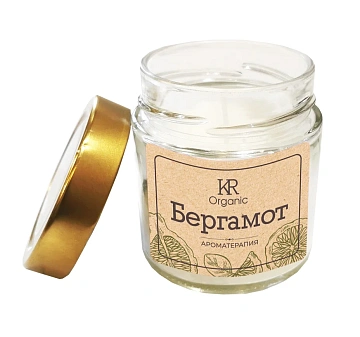 Свеча ароматическая Kukina Raffinata Organic в банке с крышкой Бергамот, 200мл