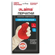 Перчатки МНОГОРАЗОВЫЕ латексные LAIMA 'ULTRA' СВЕРХПРОЧНЫЕ, бежевые, размер L (большой), вес 96 г, 700548