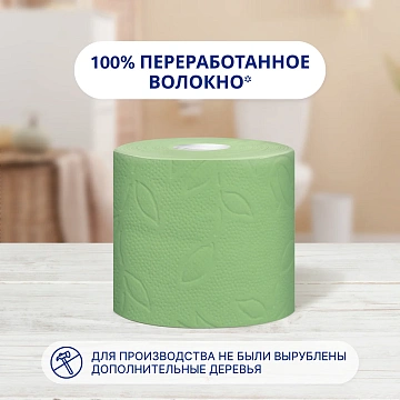 Туалетная бумага Zewa Плюс яблоко, 2 слоя, 4 рулона, 23 м, зеленая