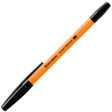 Ручка шариковая BRAUBERG 'M-500 ORANGE', ЧЕРНАЯ, корпус оранжевый, узел 0,7 мм, линия письма 0,35 мм, 143449