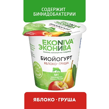 Биойогурт Эконива с яблоком и грушей 2.8%, 125г
