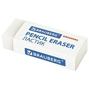 Ластик BRAUBERG 'Original', 45х17х10 мм, белый, прямоугольный, экологичный ПВХ, картонный держатель,
