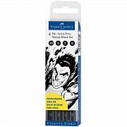 Набор капиллярных ручек Faber-Castell 'Pitt Artist Pens Manga Black set' черные, 4шт., 0,1/0,3/0,5мм