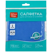 Салфетка для оптики и стекла OfficeClean 'Стандарт' микрофибра, 30*30см, синяя