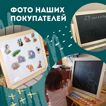Доска двустороняя для мела и маркеров (35х41 см), настольная, подставка, черная/белая, ПИФАГОР, 2368