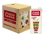 Напиток сокосодержащий Моя семья Вишнята-мята, 1.93л x 6 шт