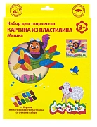 Набор д/творчества Каляка-Маляка картина из пластилина МИШКА воск. пластилин 12 цветов