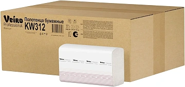 Бумажные полотенца Veiro Professional Premium KZ312, листовые, белые, Z укладка, 200шт, 2 слоя, растворимые