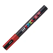 Маркер акриловый Uni Posca PC-3M красный, 0.9 - 1.3 мм, круглый
