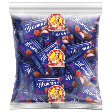 Конфеты СЛАВЯНКА 'Жаклин', французский зефир со вкусом клубники в шоколаде, 1000 г, пакет, 30588