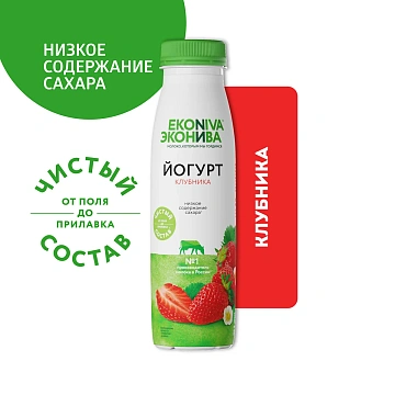 Йогурт питьевой Эконива с клубникой 2.5%, 300г