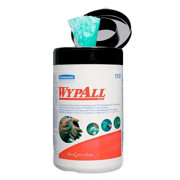 Протирочный материал Kimberly-Clark WypAll, 7772, в рулоне с центральной вытяжкой, в тубе, 50 листов, зеленый