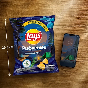 Чипсы Lay's Max рифленые Сметана и лук, 140г