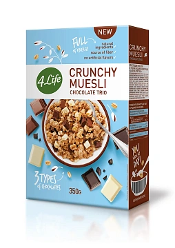 Мюсли 4Life 3 вида шоколада хрустящие, 350г