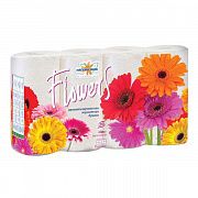 Бумага туалетная Мягкий знак Flowers 2сл бел 100%цел втул 20м 160л 8рул/уп