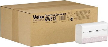 Бумажные полотенца Veiro Professional Premium KZ312, листовые, белые, Z укладка, 200шт, 2 слоя, растворимые