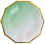 Тарелка одноразовая Fiolento бумажная бирюзовое золото 18см, 6шт