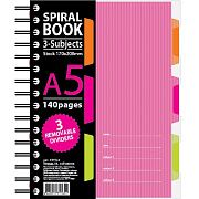 Бизнес-тетрадь 140л,кл,А5,SPIRAL BOOK Розовый,евроспир,обл.пласт,разд.84111