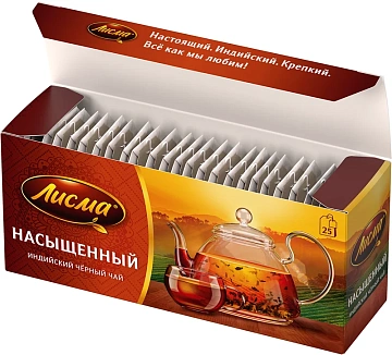 Чай Лисма Насыщенный, черный, 25 пакетиков