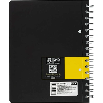 Бизнес-тетрадь SMARTBOOK А5 120л. клетка,спир,микроп,разд,карм,жел-оран