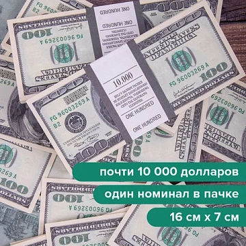 Деньги шуточные '100 долларов', упаковка с европодвесом, AD0000024