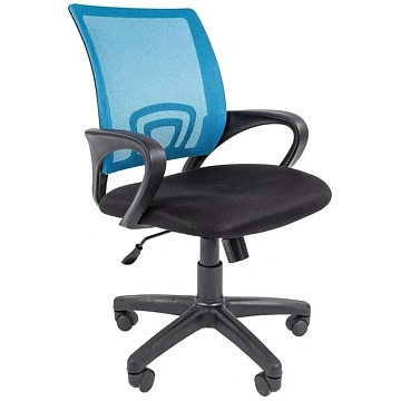 Кресло ТП 304 сетка/ткань,голубой/черный,пластик