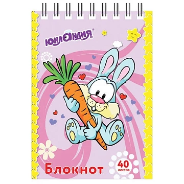 Блокнот МАЛЫЙ ФОРМАТ А7, 75х105 мм, 40 л., гребень, картон, клетка, ЮНЛАНДИЯ, 'Мультяшки', 129860