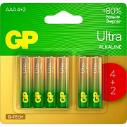 Батарейка GP Ultra AAА, бл/6шт 24AU4/2-2CR6 / 15AUA214/2-2CRSBC6