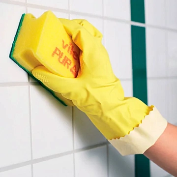 Перчатки VILEDA PROFESSIONAL многоцелевые латексные МНОГОРАЗОВЫЕ х/б напыление, ПРОЧНЫЕ, размер L (большой), синие, 174355