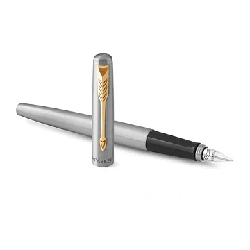 Ручка перьевая PARKER 'Jotter Stainless Steel GT', корпус серебристый, позолота, синяя, 2030948