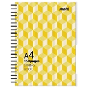 Бизнес-тетрадь А4,150л,кл,плас.спир.Attache Selection SPRING BOOK жел 84232