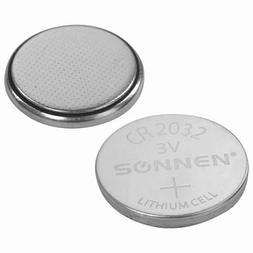 Батарейка литиевая SONNEN Lithium CR2032 'таблетка, дисковая, кнопочная' 1 шт., блистер, 451974