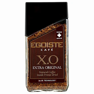 Кофе молотый в растворимом EGOISTE 'X.O', 100 г, стеклянная банка, сублимированный, ШВЕЙЦАРИЯ, EG100