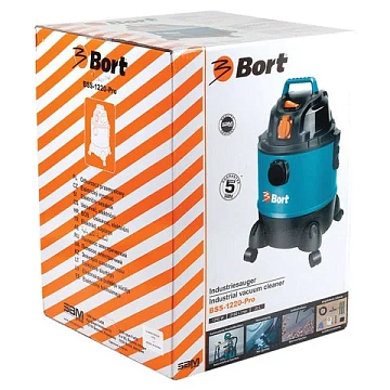 Пылесос хозяйственный BORT BSS-1220-Pro, 1250 Вт, сухая/влажная уборка, сила всасывания 250 Вт, бак
