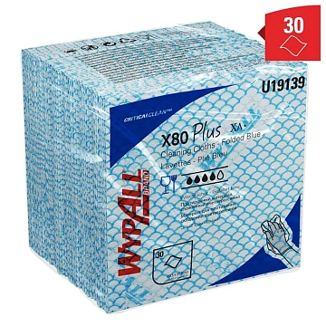 Протирочные салфетки Kimberly-Clark WypAll Х80 Plus 19139, листовые, 30шт, синие
