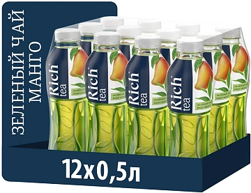 Холодный чай Rich Манго, зеленый, 0.5л