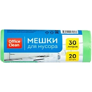 Мешки для мусора  30л OfficeClean биоразлагаемые, ПНД, 50*60см, 10мкм, 20шт., прочные, зеленые, в ру