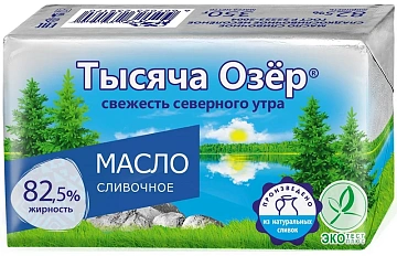 Масло сливочное Тысяча озёр 82.5%, 350г