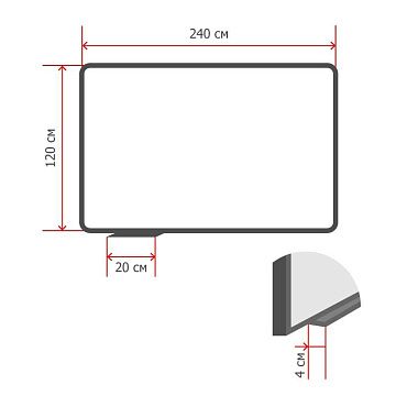 Доска стеклянная магнитная, 120х240, Attache, белый